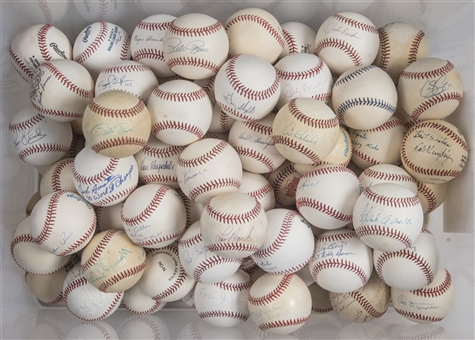 Lot of (89) Hall of Famers & Stars Signed Baseballs With Durocher, Aaron, Gomez, Robinson & More (Beckett PreCert)